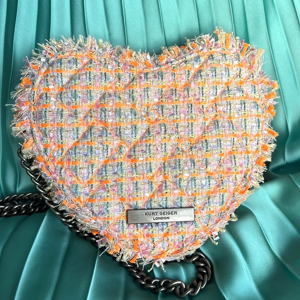 Kurt Geiger London Crystal Bow Crossbody bag orange purple heart